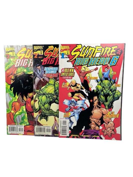 Sunfire and Big Hero 6 #1-3, complete set, 1st appearance Big Hero, 1998 Marvel