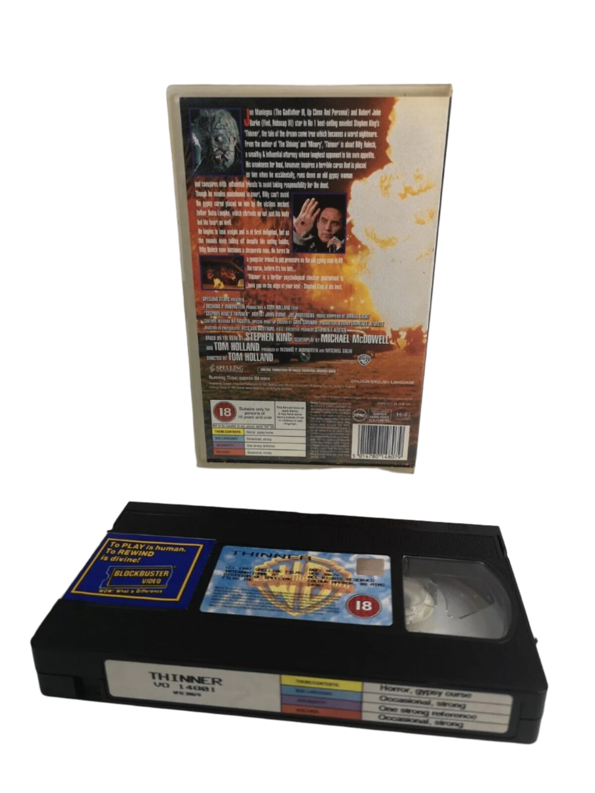 THINNER STEPHEN KING BIG BOX EX RENTAL VHS video cassette UK