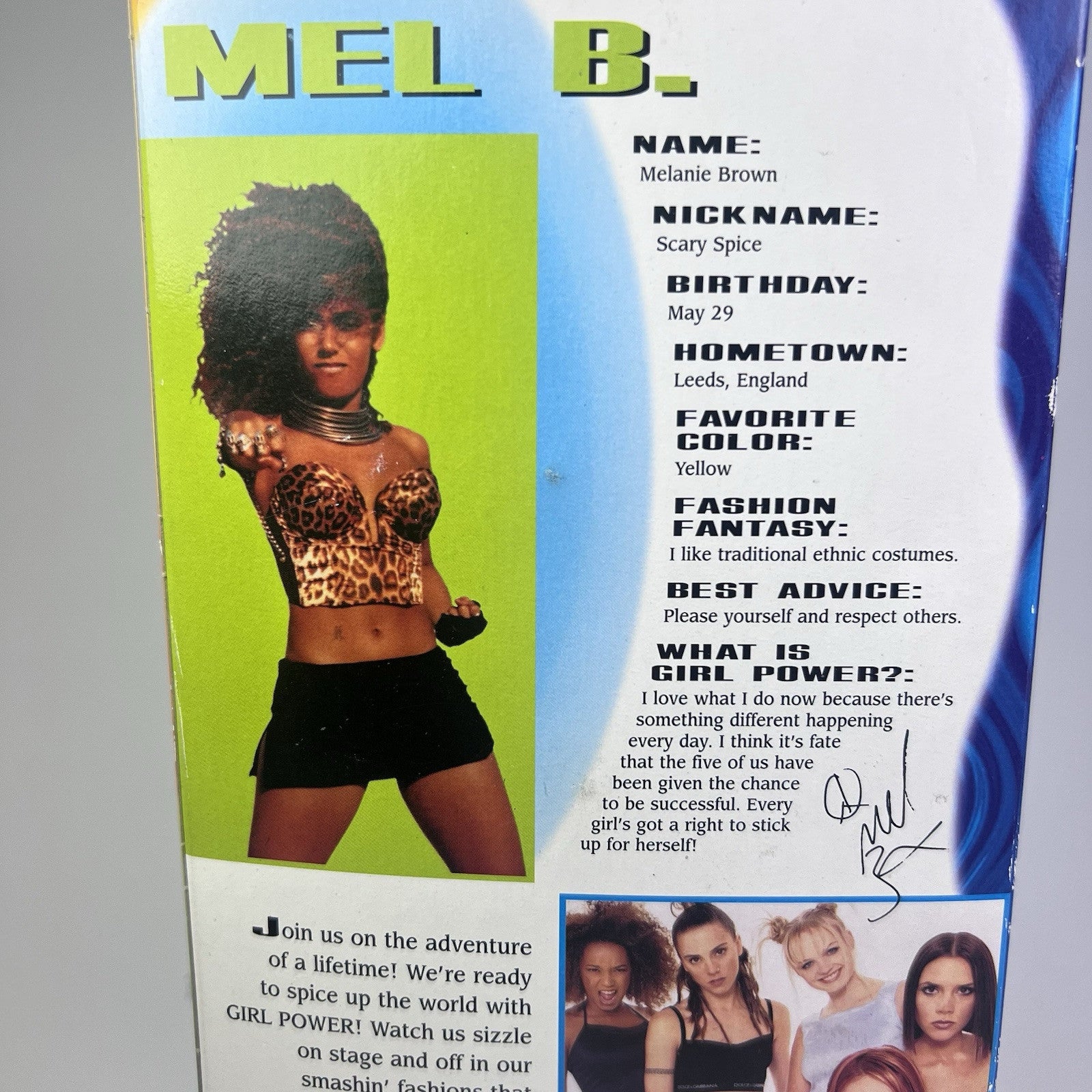 1997 Spice Girls Girl Power Puppe: Melanie B "Scary Spice" Mel B / Galoob, NrfB