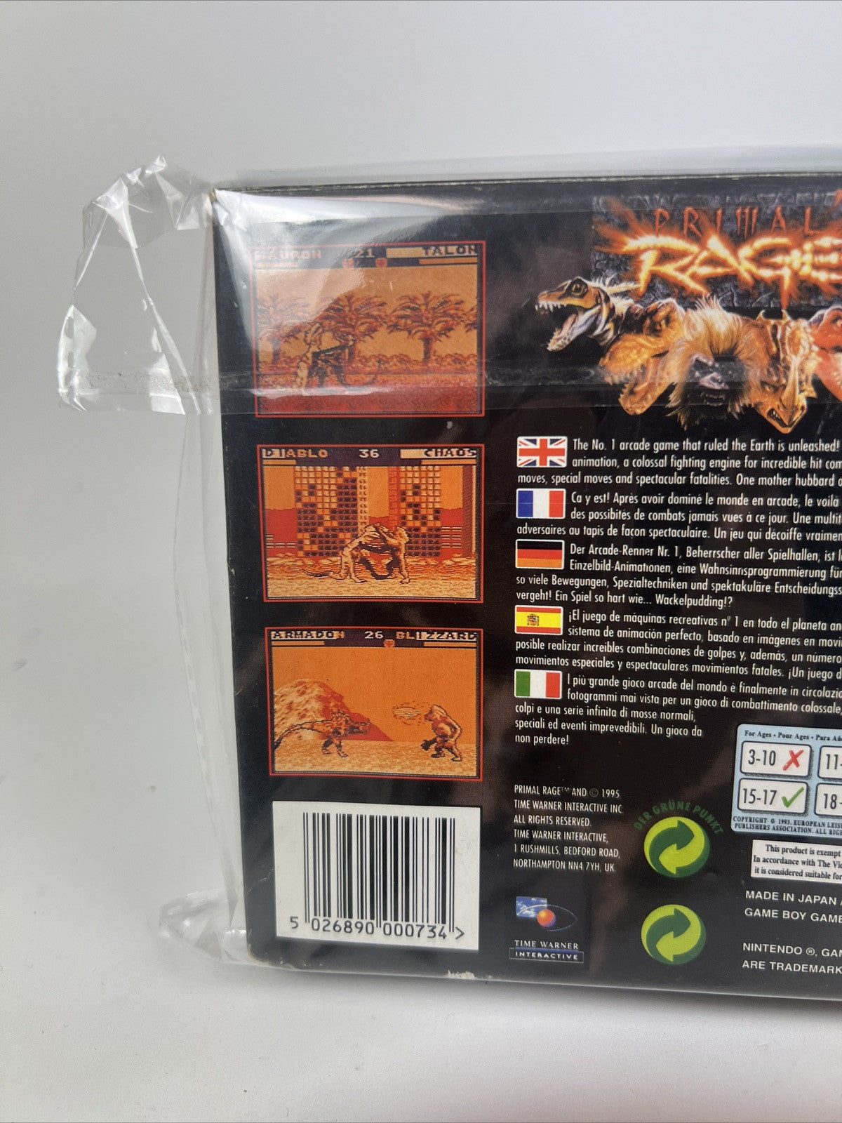 Primal Rage for Original Nintendo Game Boy GB Complete PAL